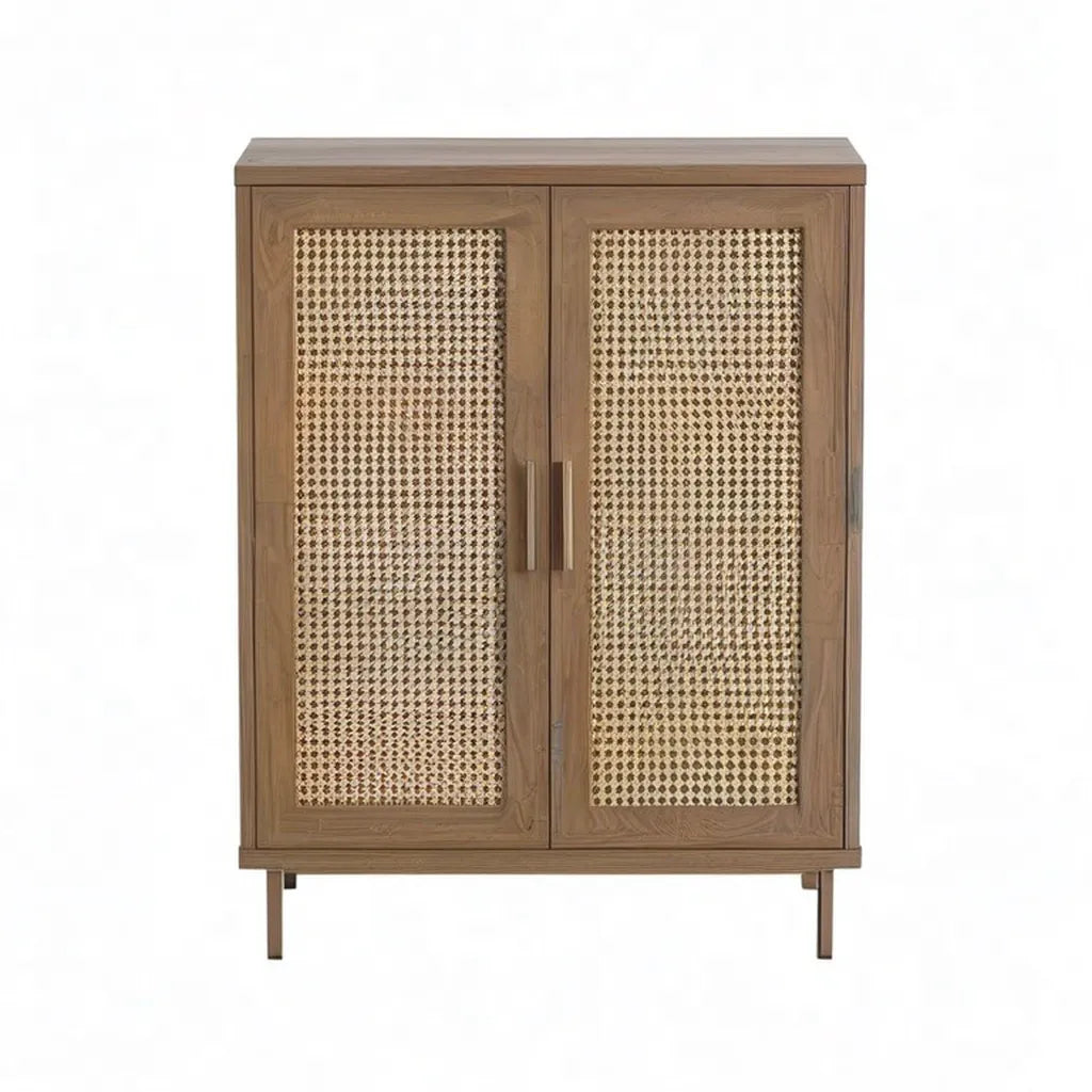 Kredens, Dwa drzwi MDF oakshelled bufet z naturalną brązową i beżową puszką 90 x 40 x 120 cm