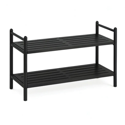 Szafka na buty, 2 poziomy czarny stalowy szelek 80 x 30 x 45 cm