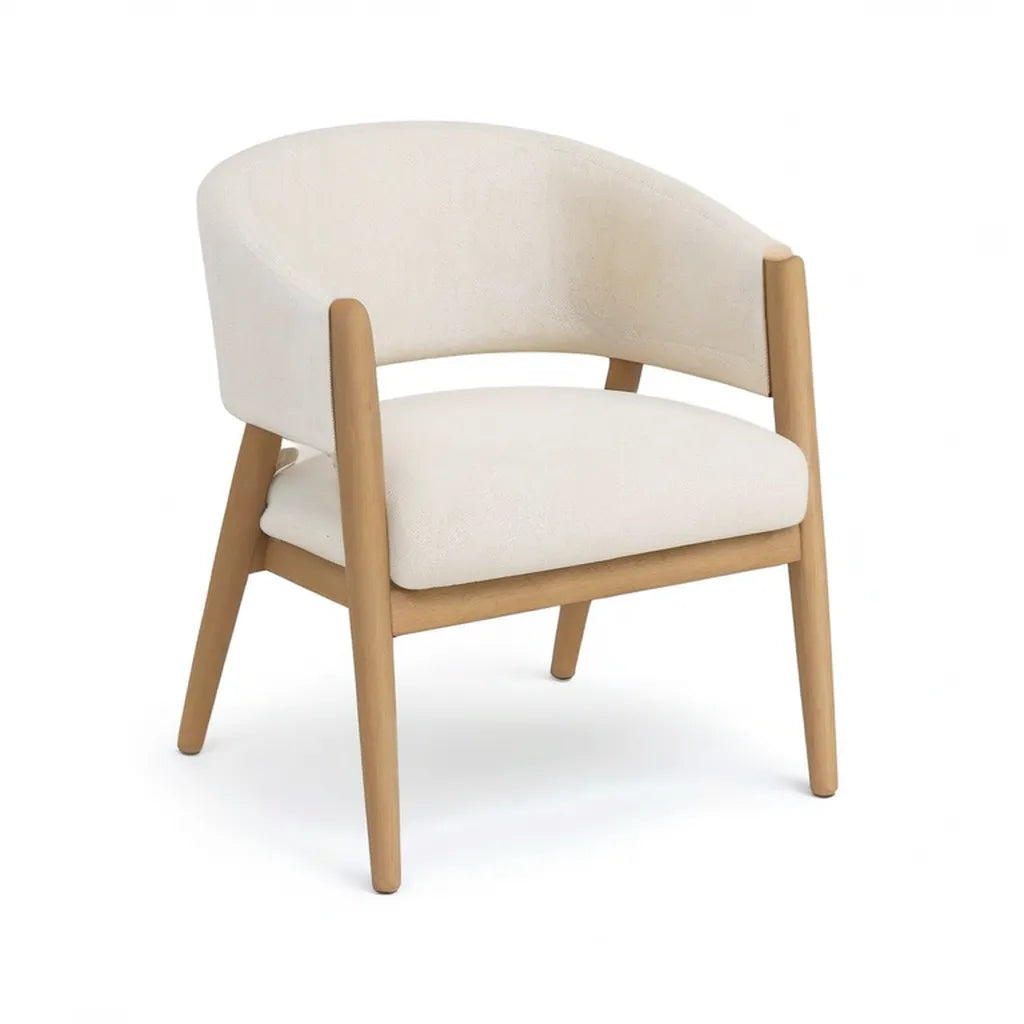 Fotel, Krzesło z podłokietnikami wykonane z litego drzewa gumowego w kremowej naturze 68 x 67 x 76 cm