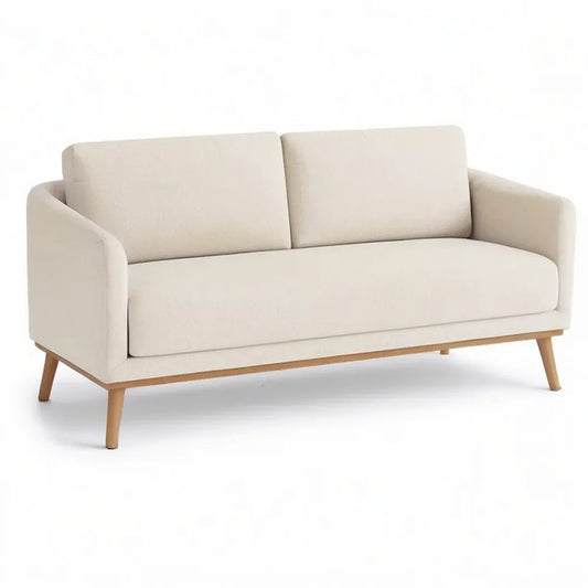 Sofa, 3 fotela sofa 210 x 85 x 85 cm beżowe tkaniny z drewnianymi nóżkami