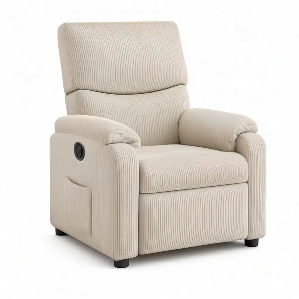 Fotel relaksacyjny TV fotel z funkcją ręcznego rozkładania Cordbezug Beige 85 x 94 x 102 cm