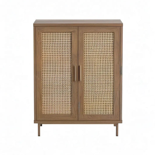 Kredens, Dwa drzwi MDF oakshelled bufet z naturalną brązową i beżową puszką 90 x 40 x 120 cm