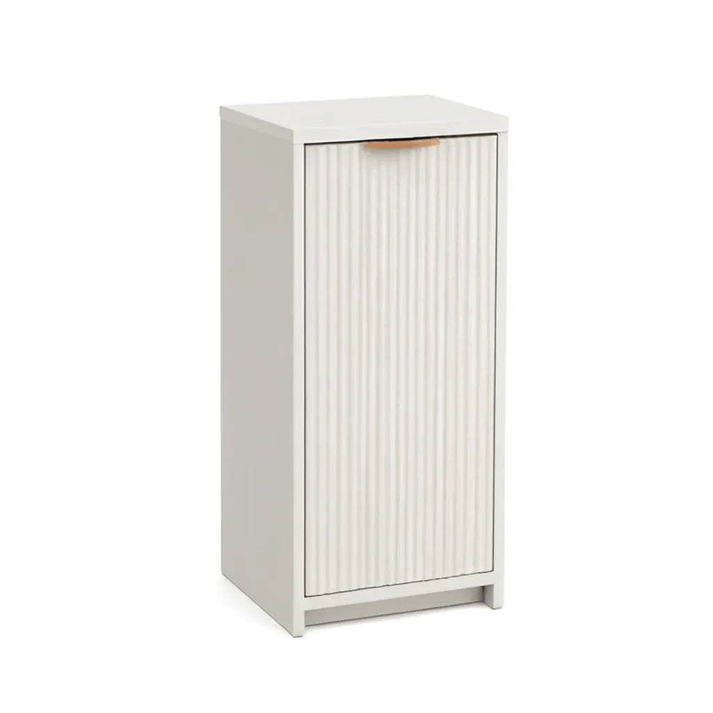 Szafka na buty 1 drzwi z żebrowanymi szybami w kolorze prostokątnym, białym MDF 60 x 35 x 120 cm